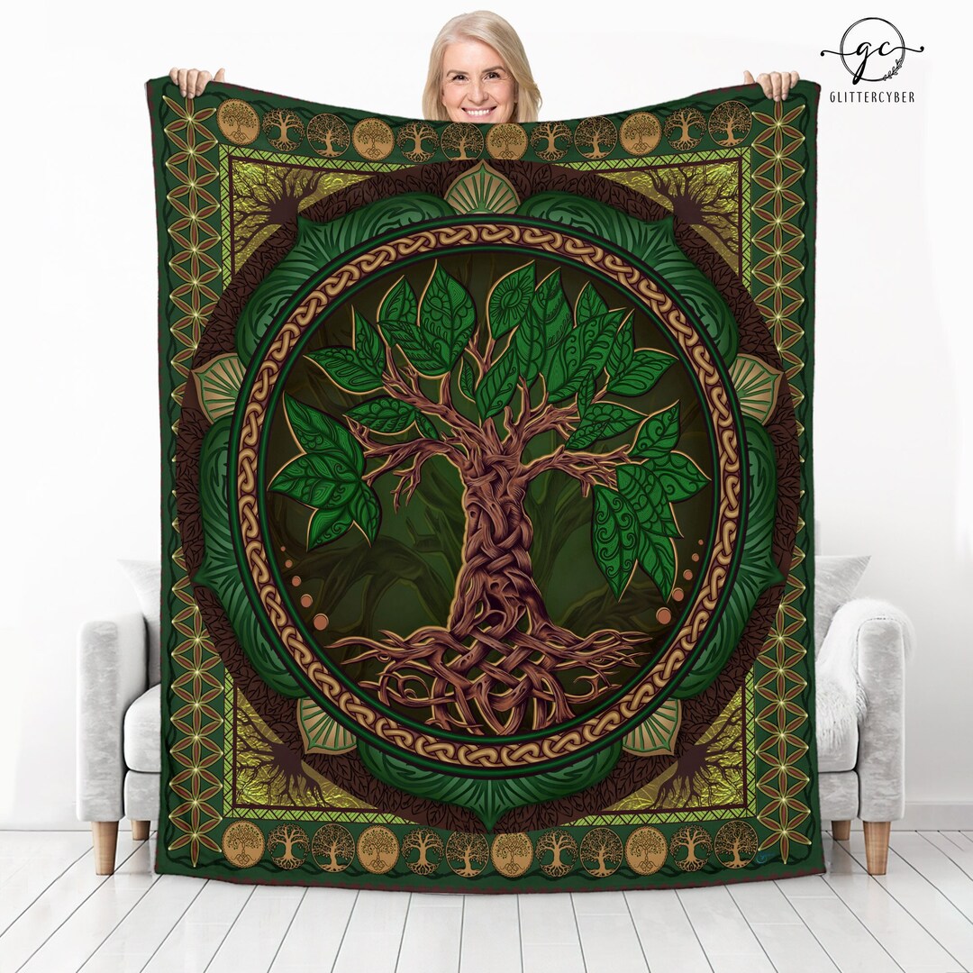 Tree of Life Blanket, Irish Celtic Fleece Blanket, Celtic Tree of Life