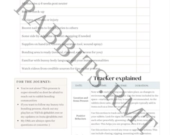 Bunny Bonding Progress Tracker - Rabbit Supplies Digital Download Printable - Bonding Checklist, Behavior Log & Care Tracker for Bunnies