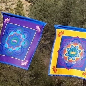 Heart Lotus Print Blessing Flags
