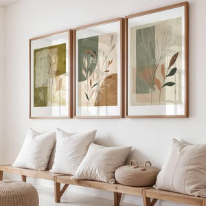 Boho Botanical Wall Art Set: Sage Green & Terracotta Prints (Digital Download