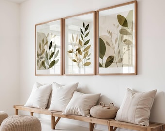 Boho Botanical Prints: Neutral Abstract Plant Silhouettes (Digital Download)