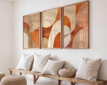 Desert Abstract Art Print Set: Boho Earth Tones, Geometric Decor (Digital Download)
