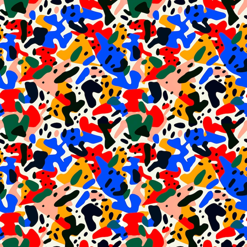 Abstract Seamless Pattern Blue Red Yellow Black & White - Etsy