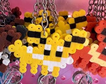 Yellow Lightning fox pocket pet keychain perler bead pixel art original coloring