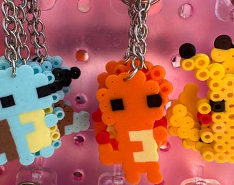 Fire turtle pocket pet keychain perler bead pixel art original coloring