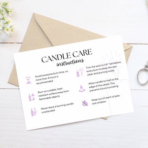 Candle Care Card template, candle safety card, candle safety template