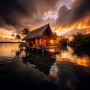 Bora Bora, Tahiti at Sunset