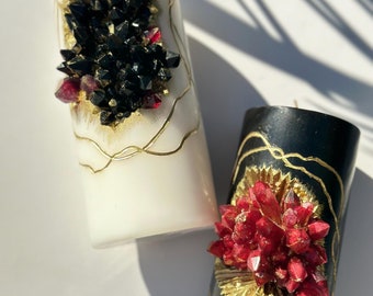 Geode Small Luxury Crystal Pillar Candle