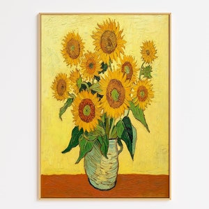 Sunflower Painting, Van Gogh Art Prints, Digital Download, Impressionist Floral painting, van Gogh Sunflowers, Vintage Still Life Painting