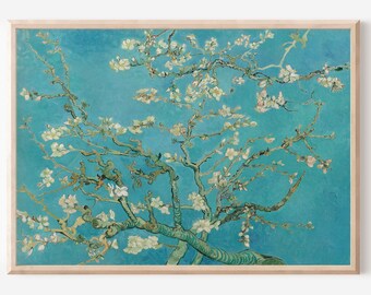 Impresión de flores vintage, arte de pared imprimible, flores de almendro, impresiones botánicas, pintura al óleo vintage, pintura de flores vintage, pintura floral