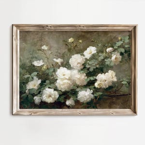 Floral Still Life Painting, Vintage Flower Painting ,White Roses Painting, Antique Botanical Art Print, Printable Art, Digital Download