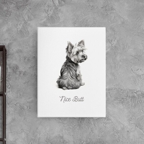 Art de la salle de bain Yorkshire Terrier | Fesses de Yorkie Terrier | Art de la salle de bain Nice Butt | Toile Yorkie | Cadeaux pour les amoureux des chiens | Cadeaux pour elle