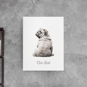 English Bulldog Bathroom Art | English Bulldog Butt | Nice Butt Bathroom Art | Bulldog Canvas | Gifts For Bulldog Lovers | Gifts for Her