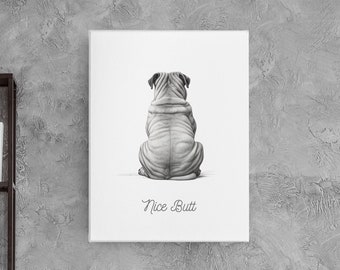 Bullmastiff Bathroom Art | Nice Butt | Mastiff Bathroom Art | English Mastiff Canvas | Bull Mastiff | Gifts For Dog Lovers | Gifts for Her