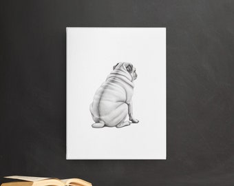Mops Badezimmer Dekor | Mops Hintern | Lustige Hunde Kunst | Badezimmer Kunst | Mops Leinwand | Geschenke für Mops Liebhaber | Geschenke für Sie | Geschenke für Ihn