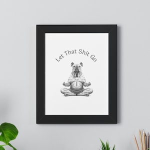 Digital Download of English Bulldog | Bulldog Yoga Pose | Black and White Art | English Bulldog Framed Art | Gifts For Bulldog | 8x10 | 8x8