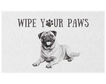Pug Outdoor Mat | Pug Rug | Wipe Your Paws Mat | Pug Gifts | Gifts for Pug Owner | Cute Pug Gifts | Gifts for Him | Gifts for Her