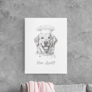Golden Retriever Kitchen Art | Golden Retriever in Apron | Canvas Art | Wall Art Gift | Wall Art for Dog Lovers | Kitchen Art for Dog Lover