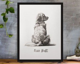 Arte digital de Golden Retriever / Arte de baño de Golden Retriever / Arte digital de perro / Regalos para Retriever / 8x10 / 8x8 / 11x14