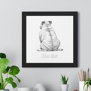 Bulldog Bathroom Art | English Bulldog Butt | Nice Butt Bathroom Art | Dog Art | Gifts For Dog Lovers | Gifts for Her | Gifts for Grandma