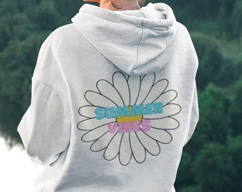 Felpa con cappuccio Summer Vibes Comfort Colours / Felpa estiva / Felpa Flower Power / Felpa carina e comoda / Felpa estiva retrò
