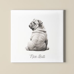 English Bulldog Bathroom Art English Bulldog Butt Nice Butt Bathroom Art Bulldog Canvas Gifts For Bulldog Lovers Gifts for Her image 3