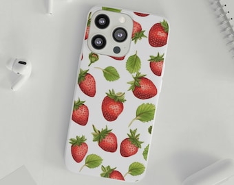 Beere-Süße Erdbeere iPhone Hülle | iPhone Hülle | Erdbeer iPhone Hülle | Botanische Geschenke | Beere Niedliche Handyhülle | Geschenk für Pflanzenliebhaber