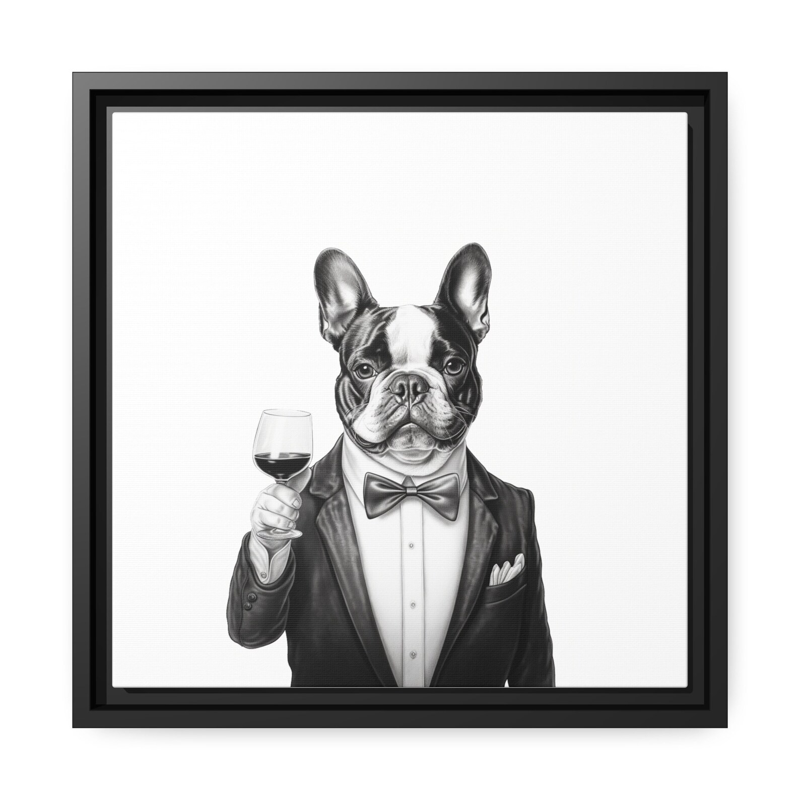 Décoration Murale Encadrée Design Chien Frenchie (style Crayonné)