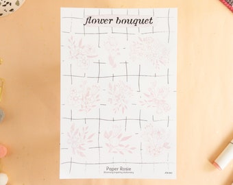 Pink Flowers Bouquet Vinyl Sticker Sheet