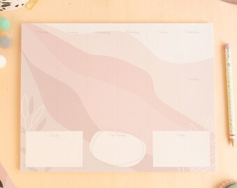 Pink Waves Wochenplaner Notizblock - Letter Format
