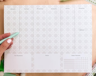 Sage Trellis Weekly Planner Notepad - Letter size (8.5 x 11")