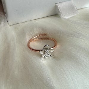 Orchid Jewelry 18k Rose Gold Ring • Two Tone Rose Gold Band with White Gold Plated Flower • Statement Ring • Orchid Blossom Ring