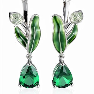 Cattleya Orchid Leaf Earring Jacket • Floral Jacket  • Gemstone Drop Jacket •  Joyeria de Orquídeas