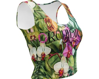 Phalaenopsis Orchids Tropical Crop Top, Orchid Top