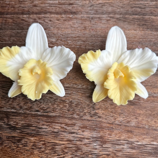 White and Yellow Cattleya Orchid Flower Soap Favor,  Orchid Soap Gift, Mothers Day Gifts