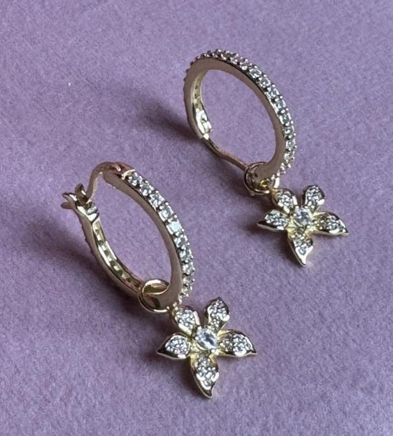 Flower Hoops : La Brillosa Cattleya Orchid Huggie Hoop