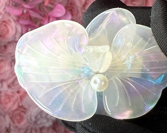 Handmade Purple Orchid Hair Clip, Floral Wedding Barrette - Etsy display picture 3