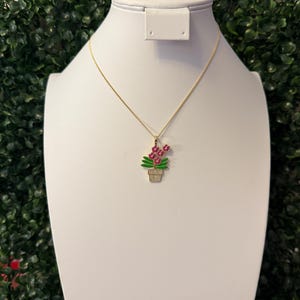 Sterling Silver Orchid Necklace: Vanda Potted Plant Orchid Necklace • Orchid Choker • Orchid Pendant  •   Joyeria de Orquídeas