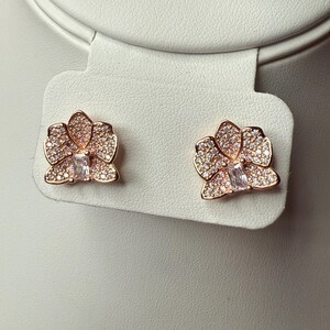 Dendrobium Orchid Earrings and Ring Set - 14k Gold, Rose Gold, White Gold: Dendrobium Sparkle of Love  •   Joyeria de Orquídeas