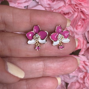 Pink Phalaenopsis Orchid Stud Earrings –Inspired by my “Cutie” flower • Orchid Flower Earrings  • Joyería de Orquídeas