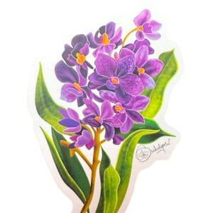 Orchid Sticker • Vanda Orchid • Purple Floral Sticker • Flower Stickers Waterproof • Laptop Decal • Plant Lover Gift: Gift for Her