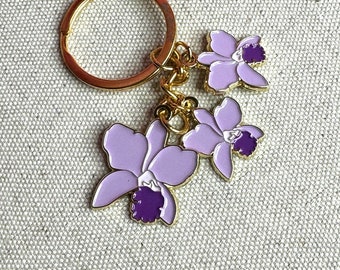 Red Pierced Orchid Keychain Grunge, Hawaii Tropical