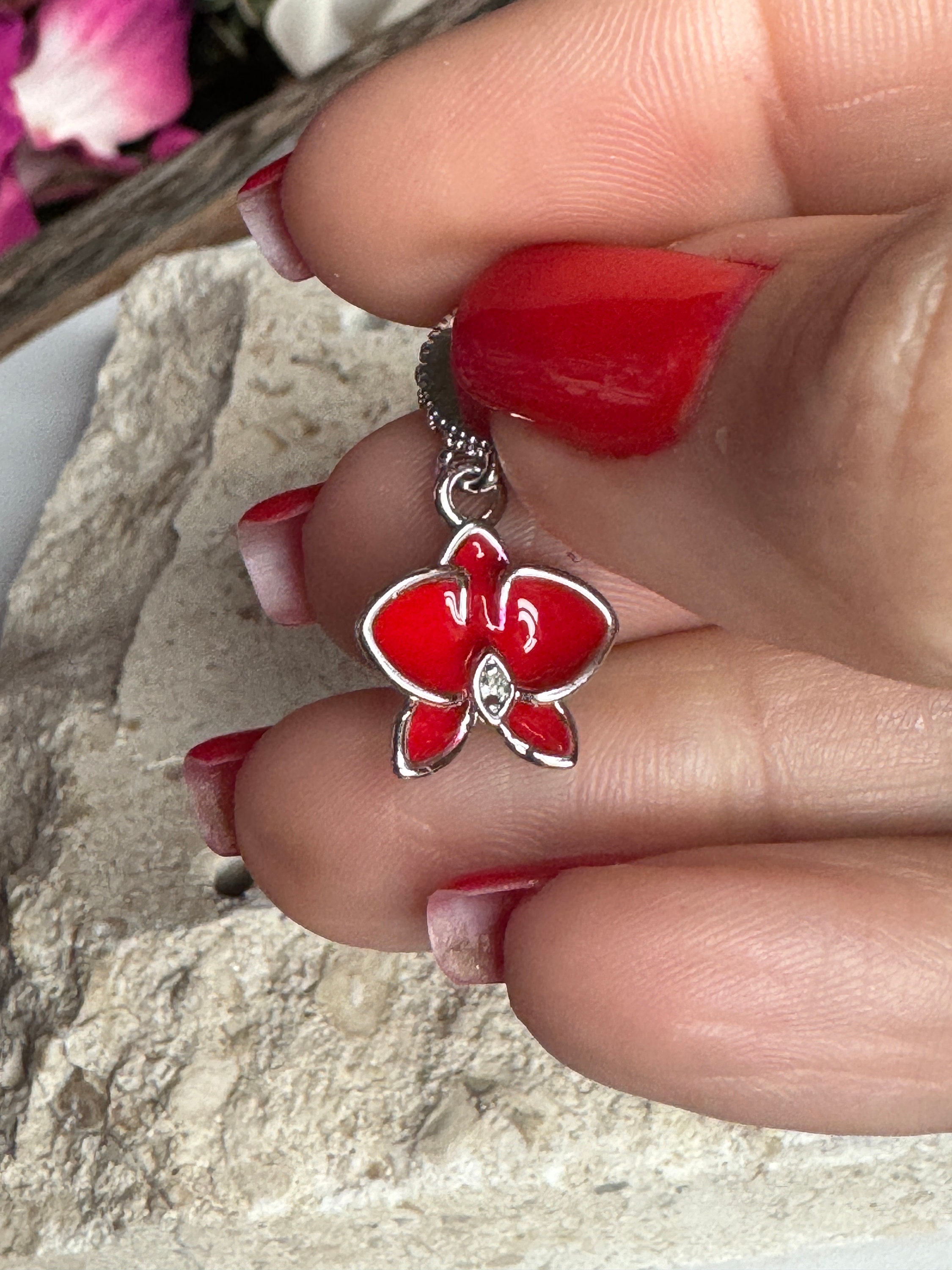 Pandora online orchid charm