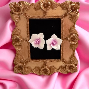 White and Pink Phalaenopsis Orchid Earrings • Handmade Floral Jewelry • Bridesmaid Gift• Flower Earrings: Gift for Her