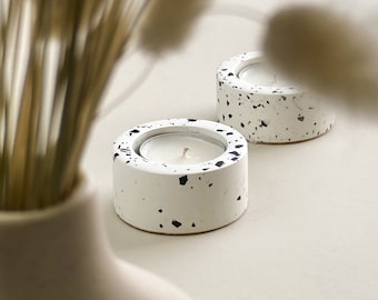 Modern Terrazzo Tealight Holder - Scandi Style Minimalist Candle Accessory for Cozy Home Decor and Housewarming Gifts