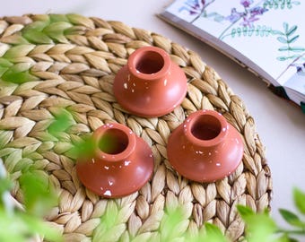 Set of 3 Terrazzo Terracotta Candle Holders: Minimalist Home Decor