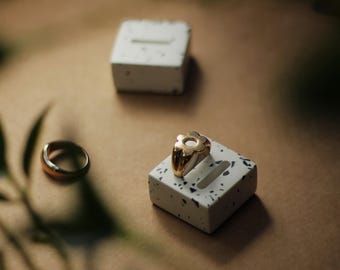 Handmade Terrazzo Ring Holder Set: Minimalist Jewelry Display