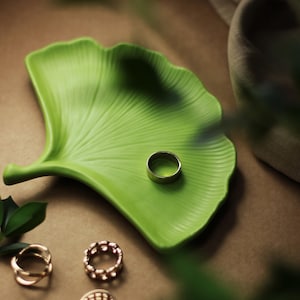 Ginkgo Shape Tray - Green Color tone Wedding Ring Tray - dish for Jewelry and Rings -  Decor for Wedding - Organizer for home, Gift for Wife