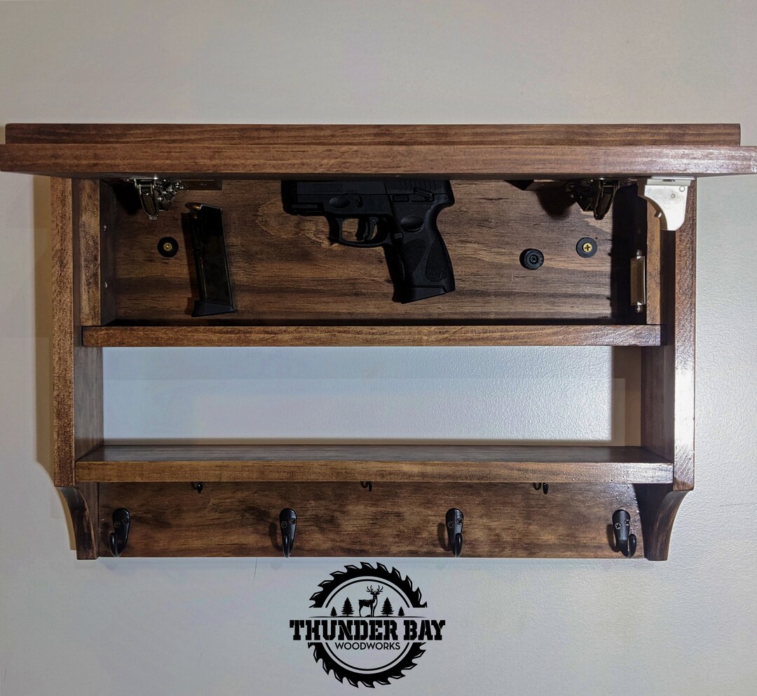 Small Locking Gun / Coat Hat Key Rack / Concealment Shelf