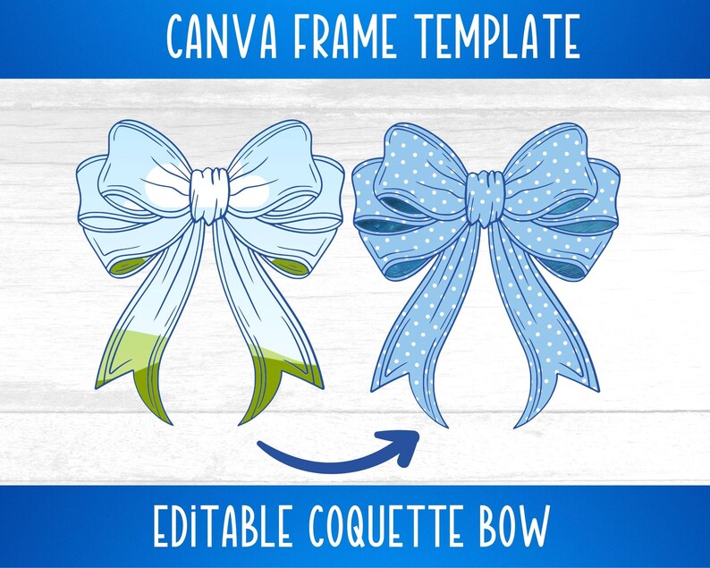 Bow Coquette Ribbon Canva Frame Drag and Drop Editable Custom Add ...